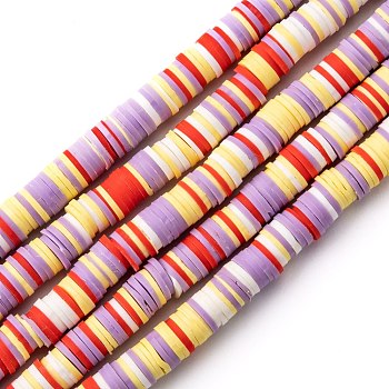 Handmade Polymer Clay Beads Strands, for DIY Jewelry Crafts Supplies, Heishi Beads, Disc/Flat Round, Orange Red, 8x1mm, Hole: 2mm, about 350pcs/strand, 15.75''(40cm)