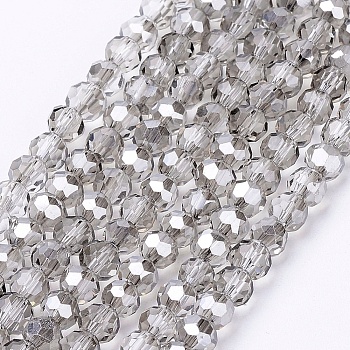 Electroplate Glass Beads Strands, Faceted(32 Facets), Roun, Gainsboro, 4mm, Hole: 1mm, about 98pcs/strand, 13.7 inch