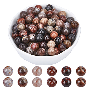 ARRICRAFT Natural Petrified Wood Round Bead Strands, 8mm, Hole: 1mm, about 47pcs/strand, 15 inch, 2strands/box