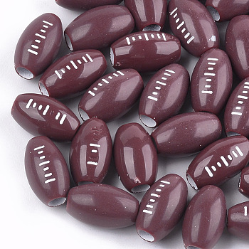 Craft Style Acrylic Beads, Oval, Dark Red, 15x9mm, Hole: 3.5mm, about 750pcs/500g