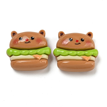 Bear Theme Opaque Resin Cabochons, Colorful, Hamburger Bear, 21.5x23.5x9mm