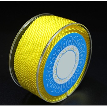 Round Nylon Cords, Milan Cords/Twisted Cords, Yellow, 2.5mm, about 10.93 yards(10m)/roll