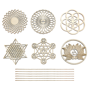Wood Board Pendant Decorations, with Jute Rope Hanging Ornaments, Cornsilk, 9.9~10.5x9~10.4x0.3cm