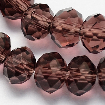 Handmade Glass Beads, Faceted Rondelle, Coconut Brown, 12x8mm, Hole: 1mm, about 72pcs/strand