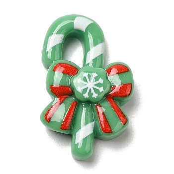 Christmas Theme Opaque Resin Cabochons, for Jewelry Making, Candy Cane, 28.5x18x7.5mm