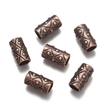 Tibetan Style Alloy Beads, Tube, Red Copper, Lead Free & Cadmium Free, 17x10mm, Hole: 7mm