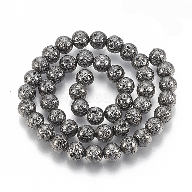 Electroplated Natural Lava Rock Bead Strands(X-G-T061-55D-4mm)-2
