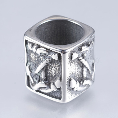 Antique Silver Cuboid Stainless Steel Beads