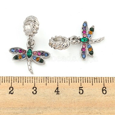 Rack Plating Alloy Pave Colorful Rhinestone Insect European Dangle Charms(FIND-B034-14P-02)-3