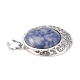 Natural Blue Spot Jasper Pendants with Hollow Platinum Brass Findings(G-P448-A10-P)-4