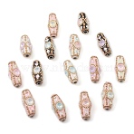 Handmade Indonesia Alloy Beads, with Resin Findings and Rhinestone, ABS Imitation Pearl, Oval with Heart, Mixed Color, 46x20mm, Hole: 5mm(IPDL-B001-05)