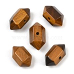 Natural Tiger Eye Beads, Faceted, Hexagonal Double Terminated Point Bullet Beads, 14~17x8~9x8~9mm, Hole: 1.5mm(GG-CBA3EE1-07A)