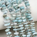 Natural Larimar Beads Strands, Nuggets, 7.5~13x6~13x2~5mm, Hole: 0.9mm, about 68~86pcs/strand, 15.35~15.75''(39~40cm)(GG-CBA3A44-B05-01)