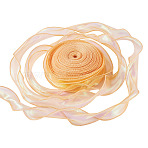 Polyester Lace Trim, Flat Rainbow Color Organza Ribbon, Iridescent Ribbon for Bowknot, Flower, Gift Decoration, Misty Rose, 1-5/8 inch(40mm), about 40.00 Yards(36.58m)/Roll(DIY-TAC0010-49E)