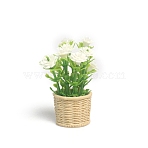Plastic Flower Plant Miniature Ornaments, Micro Landscape Dollhouse Accessories, Pretending Prop Decorations, White, 55x37mm(PW-WGAEB14-02)