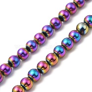 Electroplate Synthetic Non-magnetic Hematite Beads Strands, Round, Rainbow Plated, 4.5~5mm, Hole: 0.8mm, about 86~87pcs/strand, 17.01~17.32''(43.2~44cm)(G-E602-04A)