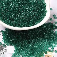 Transparent Colours Picasso Glass Round Seed Beads, Sea Green, 2~2.5x1.5mm, Hole: 1mm, about 28125pcs/pound(SEED-B001-06A-09)