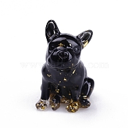 Resin Dog Display Decoration, with Natural Obsidian Chips inside Statues for Home Office Decorations, 45x50x75mm(PW-WG96685-01)