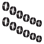 Pandahall 12Pcs 6 Styles 201 Stainless Steel Grooved Finger Ring Settings, Ring Core Blank, for Inlay Ring Jewelry Making, Electrophoresis Black, Inner Diameter: 17~22mm, 2Pcs/size(RJEW-TA0001-04EB)