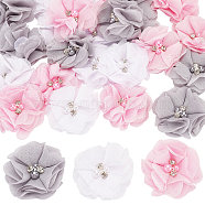 24Pcs 3 Colors Handmade Woven Costume Accessories, Chiffon Cloth Flower, Mixed Color, 55mm, 8pcs/color(WOVE-CP0001-01A)