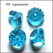 K9 Glass, Imitation Austrian Crystal Beads, Grade AAA, Faceted, Diamond, Deep Sky Blue, 7x5mm, Hole: 0.9~1mm(SWAR-F075-8mm-10)