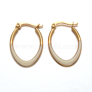 Oval 304 Stainless Steel Enamel Hoop Earrings, Golden, 30x20x2mm, Pin: 1x0.8mm(X-EJEW-L139-12G)