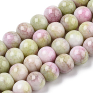 Opaque Crackle Glass Round Beads Strands, Imitation Stones, Round, Yellow Green, 8~9mm, Hole: 1.5mm, about 104~106pcs/strand, 30.31~31.10 inch(77~79cm)(GLAA-T031-01H)