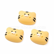 Opaque Resin Cabochons, Tiger, Yellow, 15.5x19.5x7.5mm(RESI-C013-03)