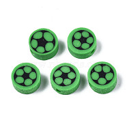 Handmade Polymer Clay Beads, for DIY Jewelry Crafts Supplies, Flat Round, Medium Sea Green, 9.5x4.5mm, Hole: 1.8mm(CLAY-N008-038D)