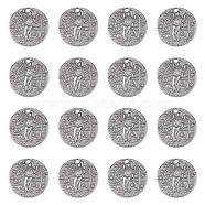 304 Stainless Steel Pendants, Flat Round with Star & Angel, Stainless Steel Color, 20x3mm, Hole: 1.8mm, 16pcs/box(STAS-DC0013-66)