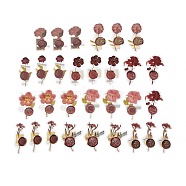 30Pcs 10 Styles Waterproof Self Adhesive PET Stickers, for Suitcase, Skateboard, Refrigerator, Helmet, Mobile Phone Shell, Rose, Indian Red, Dried Flower Wax Seal Pattern, 47~59x25~42.5x0.1mm, about 3pcs/style(DIY-F117-12)