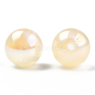 ABS Plastic Imitation Pearl Beads, AB Color Plated, Round, Blanched Almond, 12mm, Hole: 1.8mm(PACR-N013-01B-04)