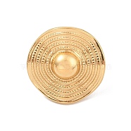 304 Stainless Steel Cuff Rings, Straw Hat, Golden, Real 18K Gold Plated, Inner Diameter: Adjustable (RJEW-U010-01G)