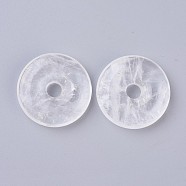 Natural Quartz Crystal Pendants, Rock Crystal Pendants, Donut/Pi Disc, Donut Width: 12~12.5mm, 30~31x6~7mm, Hole: 6mm(G-F639-04D)