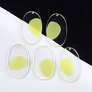 Transparent Resin Big Pendants, Oval, Yellow, 50x28x3.5mm, Hole: 1.4mm(X-CRES-S362-009B)