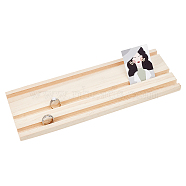 3-Slot Wood Earring Display Card Tray, Jewelry Display Holder for Earrings, Rings Storage, Rectangle, Wheat, 35x12.3x1.55cm, Slot: 1.05cm(EDIS-WH0021-42)