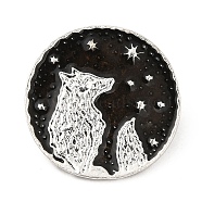 Animal Enamel Safety Pin Brooch, Antique Silver Alloy Brooch for Backpack Clothes, Wolf, 25x24.5x2mm(JEWB-H013-02AS-05)