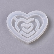 Shaker Mold, DIY Quicksand Jewelry Silicone Molds, Resin Casting Molds, For UV Resin, Epoxy Resin Jewelry Making, Heart with Labyrinth, White, 60x72.5x8mm(DIY-WH0152-17)