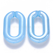 Imitation Jelly Acrylic Linking Rings, Quick Link Connectors, for Cable Chains Making, Pearlized, Oval, Light Sky Blue, 31x19.5x5.5mm, Inner Diameter: 19.5x7.5mm(OACR-S036-006A-F01)