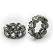 Brass Cubic Zirconia Beads, Rondelle, Gunmetal, 10x3mm, Hole: 6mm(ZIRC-F001-109B)