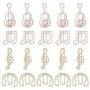 48Pcs 4 Styles Carbon Steel Paper Clips, Paper Clips for Music Lovers, Funny Bookmark Marking Clips, Guitar & Music Note & Headset Pattern, Mixed Color, 23~42x12~25x2~5mm, 12pcs/style(TOOL-GF0003-35)