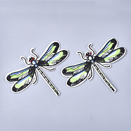 Computerized Embroidery Cloth Iron On Patches, Costume Accessories, Appliques, Dragonfly, Black, 79x98x1mm(FIND-T030-133)