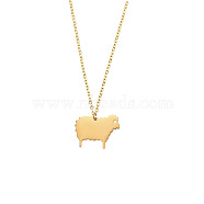 Cute Cartoon Animal Stainless Steel Pendant Necklaces, with Cable Chains for Unisex, Goat(QV5065-6)