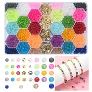 DIY Pendant Decoration Making Finding Kit, Including Glass Round Beads, Iron & Brass & Alloy Bead Caps, CCB Plastic Spacer Beads, Mixed Color, 2400Pcs/box(DIY-YW0007-95)
