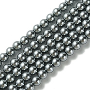 Grade A Glass Pearl Beads, Pearlized, Round, Slate Gray, 6mm, Hole: 0.7~1mm, about 68pcs/Strand, 16''(40.64cm)(HY-J001-6mm-HX021)