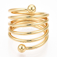 Brass Wire Multi-Layer Wrap Ring, Hollow Wide Band Ring for Women, Real 18K Gold Plated, 7.5~19.5mm, Inner Diameter: 18mm(RJEW-Q778-02G)