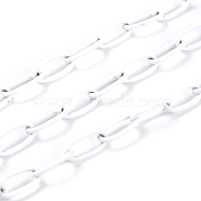 Spray Painted Brass Cable  Chains, with Spool, Unwelded, White, 10x5x1mm, 32.8 Feet(10m)/roll(CHC-H103-02F)