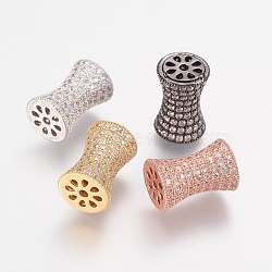 Brass Micro Pave Cubic Zirconia Beads, Vase, Clear, Mixed Color, 17~17.5x11.5~12mm, Hole: 2mm(ZIRC-G123-21)
