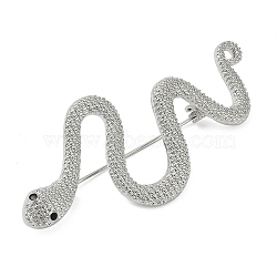 Alloy Brooches, with Rhinestone Beads, Snake, Platinum, 29x65.5mm(JEWB-I036-02A-P)