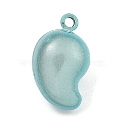 Brass Bell Pendants, Magatama, Light Blue, 28x16x17mm, Hole: 3mm(KK-B086-01B)